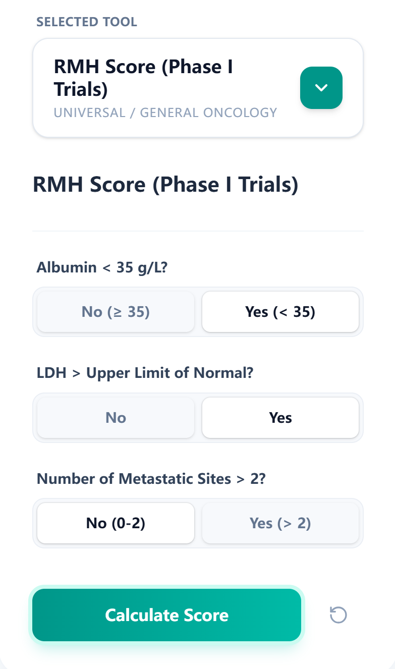 RMH Score calculator input form